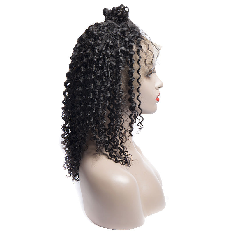 Virgo Hair 130 Density Volysvirgo Hair Short Malaysian Curly Lace Front Human Hair Wigs For Black Women-side braid