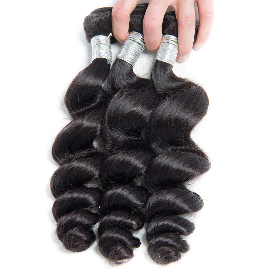 Volys Virgo Great Quality Malaysian Loose Wave Virgin Hair Weave 3 Bundles Natural Remy Human Hair Extensions-3 bundles