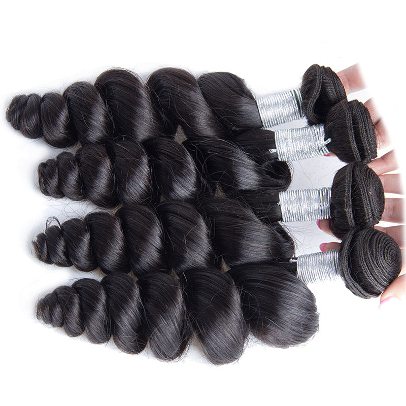 Volys Virgo Good Malaysian Virgin hair 4 Bundles Loose Wave Human Hair Weave Remy Hair Extensions-4 bundles