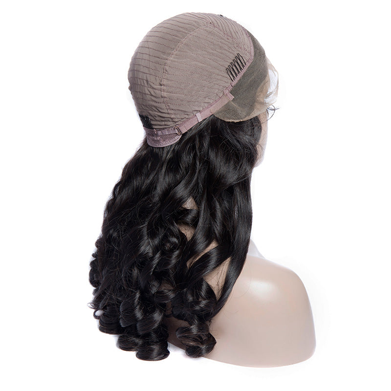 Virgo Hair 180 Density Loose Wave Frontal Wig Malaysian Human Hair Lace Front Wigs For Black Women-back cap