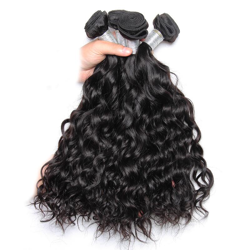 Volys Virgo 10-28Wet And Wavy Malaysian Virgin Hair Water Wave 4 Bundles With Lace Closure 100 Human Hair-4 bundles water wave hair
