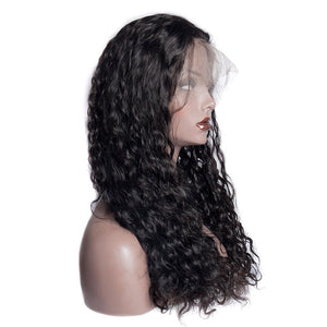 Virgo Hair 150 Density Malaysian Beach Waves 360 Lace Wigs With Baby Hair Water Wave Remy Human Hair Wigs For Women right front