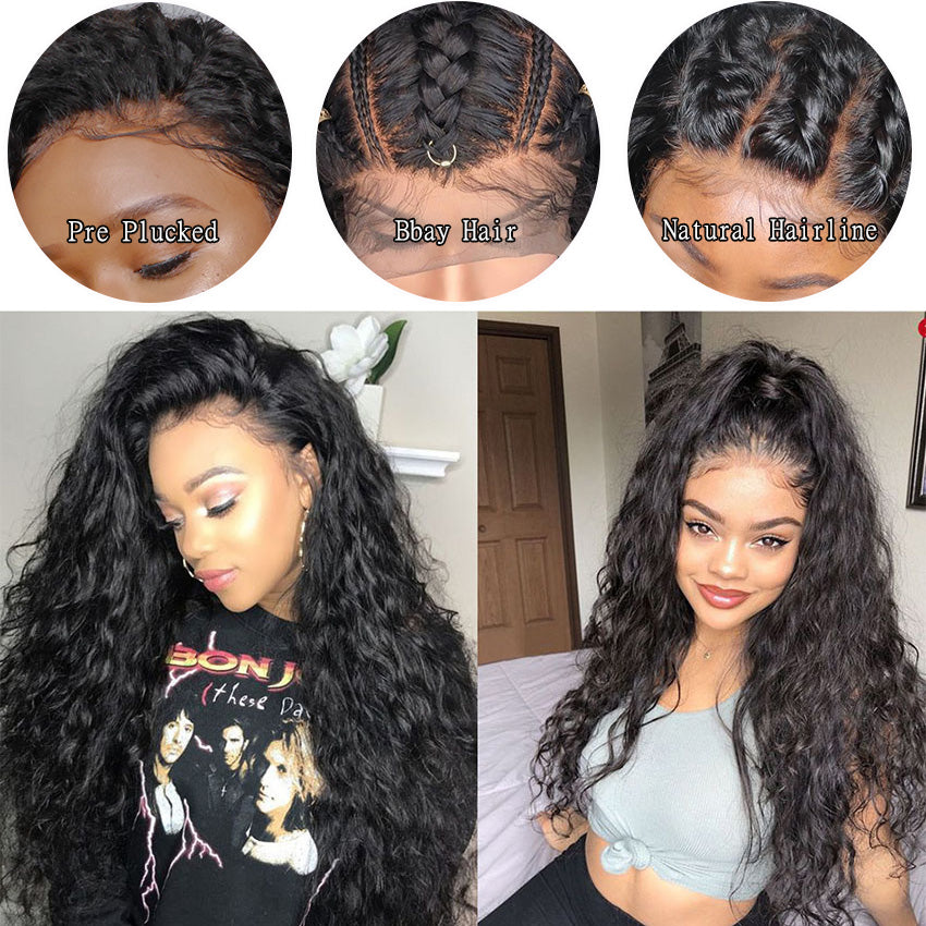 150 Density Malaysian Wet And Wavy Human Hair Wigs Water Wave Lace Front Wigs For Black Women-bbay hair and hairline