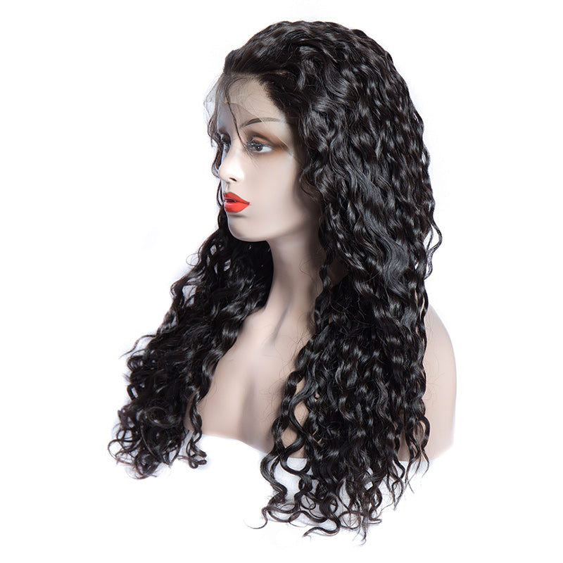 Virgo Hair 180 Density Malaysian Water Wave Human Hair Lace Front Wigs For Women Beach Waves Hairstyles left front