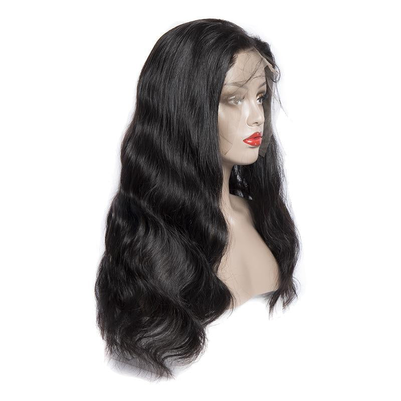 Virgo Hair 180 Density Peruvian Body Wave Hair Full Lace Wigs With Baby Hair Wavy Remy Human Hair Wigs For Black Women-right front