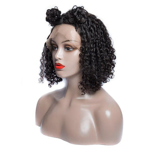 Virgo Hair Short Peruvian Remy Lace Front Human Hair Wigs With Baby Hair Black Curly Bob Wigs For Sale left front