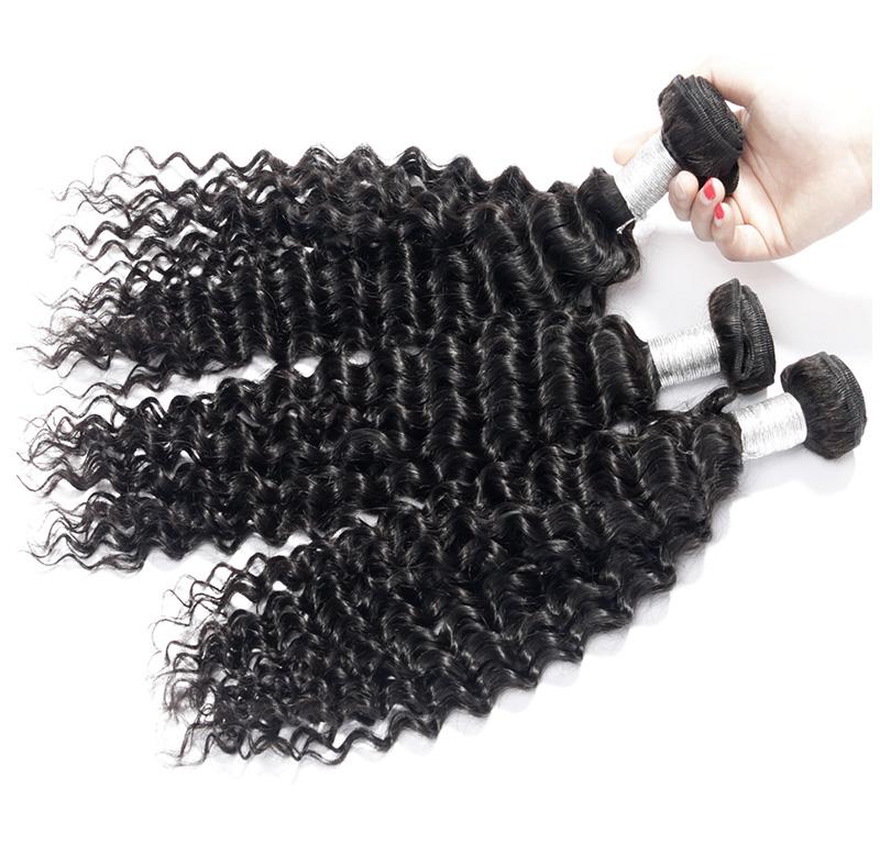 Volysvirgo Peruvian Curly Weave Remy Human Hair 3 Bundles With 4x4 Lace Closure-curly hair