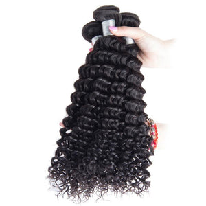 Volys Virgo High Quality Natural Brazilian Curly Virgin Remy Human Hair 4 Bundles With Lace Frontal Closure-4 bundles