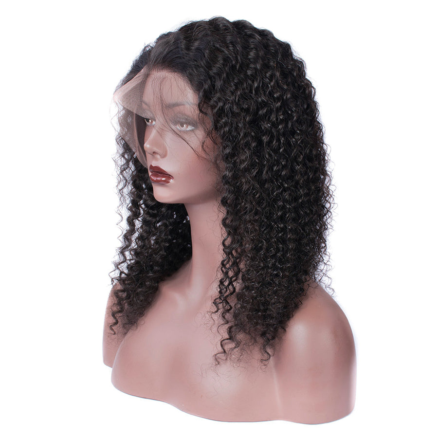 Peruvian Virgin Curly Lace Front Human Hair Wigs For Black Women Real Hair Wigs-left front