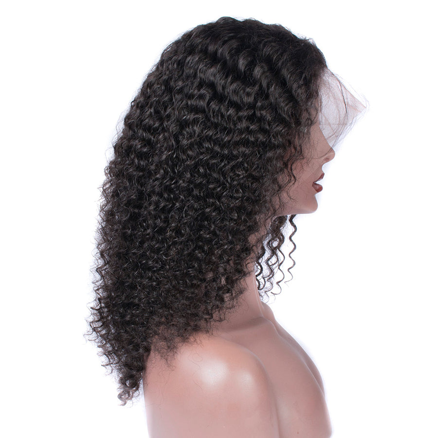 Peruvian Virgin Curly Lace Front Human Hair Wigs For Black Women Real Hair Wigs-side