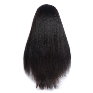 virgo hair 180 Density Peruvian Yaki Human Hair Wigs With Baby Hair Kinky Straight Lace Front Wigs For Sale-back