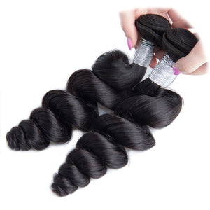 Volysvirgo Virgin Remy Peruvian Loose Wave Human Hair Extension 1 Bundle Deal-2 bundles show