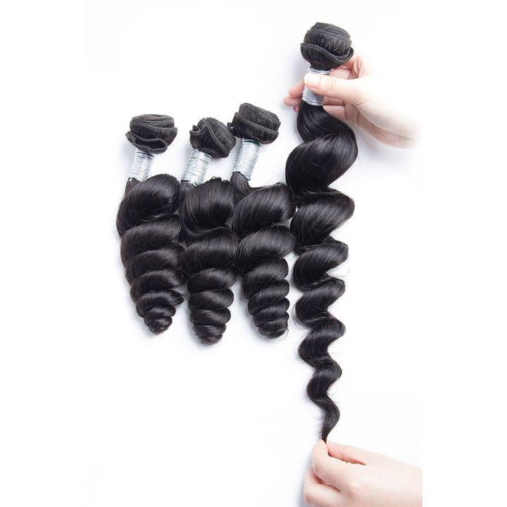 Volys Virgo 100 Unprocessed Virgin Peruvian Loose Wave Human Hair 3 Bundles With 4X4 Lace Closure