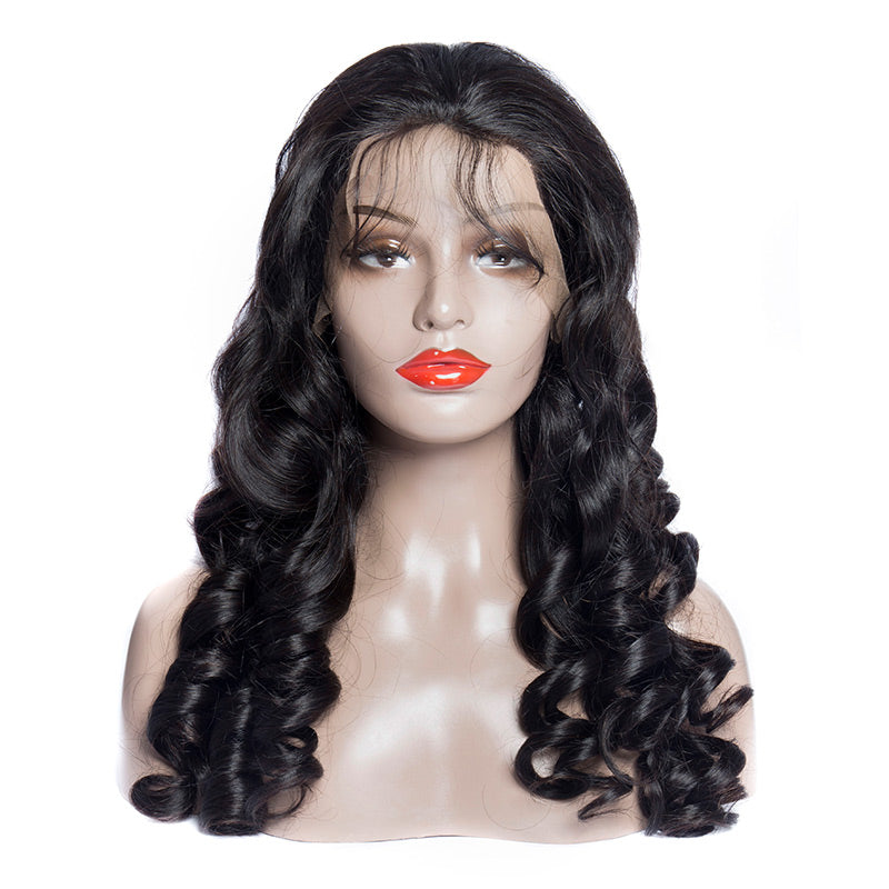 Virgo Hair 180 Density Real Peruvian Remy Human Hair Wigs Loose Wave Lace Front Wigs For Black Women-front show