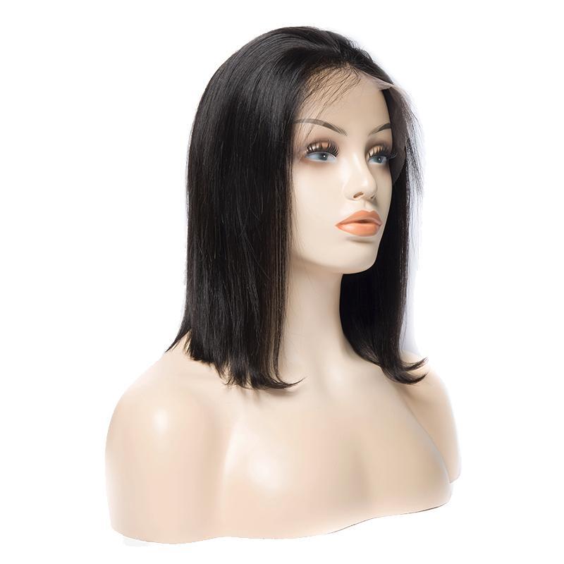 Virgo hair  Peruvian Remy Straight Short Bob Wig Glueless Lace Front Human Hair Wigs With Baby Hair-left-front