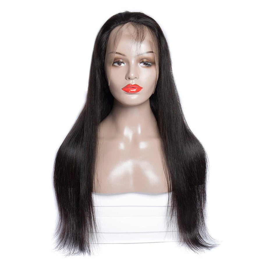 Virgo Hair 180 Density 360 Lace Frontal Wigs Peruvian Straight Virgin Human Hair Lace Front Wigs For Black Women- front