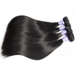 Volys Virgo Peruvian Straight Virgin Remy Human Hair 4 Bundles With Lace Closure-4 bundles