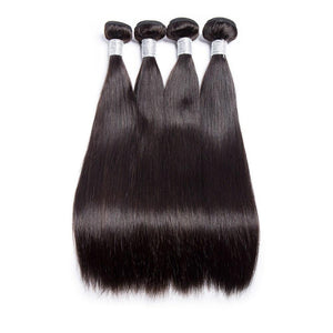 Volys Virgo Peruvian Straight Virgin Remy Human Hair 4 Bundles With Lace Frontal Closure-4 bundles straight hair