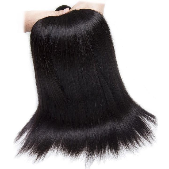 Volys Virgo Virgin Remy Peruvian Straight Human Hair 3 Bundles With Lace Frontal Closure-hair texture