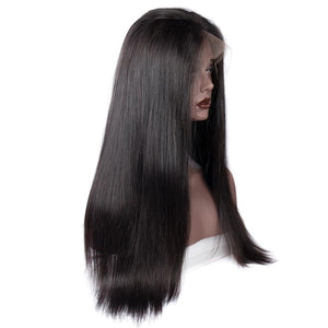 Virgo Hair 180 Density Glueless Full Lace Wigs With Baby Hair Peruvian Straight Virgin Human Hair Wigs For Black Women-side