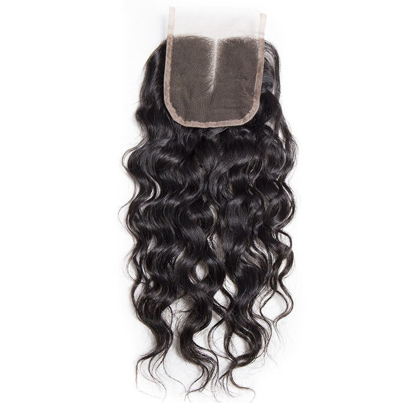 Volysvirgo Hair Water Wave Closure 4x4 Swiss Lace Closure With Baby Hair Wet And Wavy Human Hair-lace part show