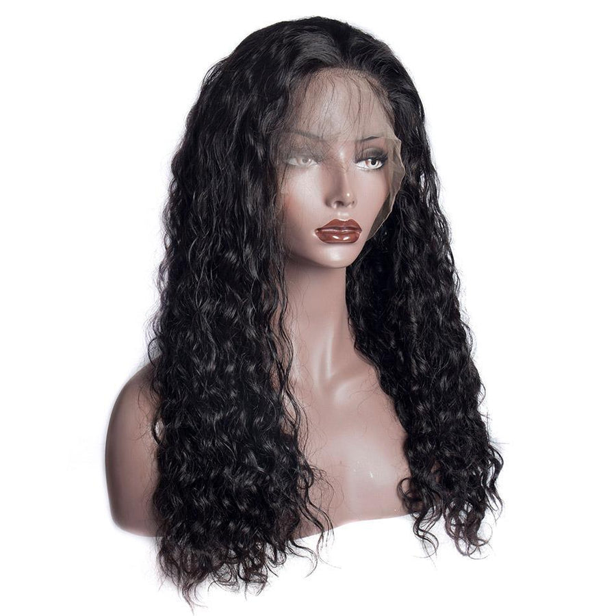 Virgo Hair 150 Density Wet And Wavy 360 Lace Frontal Wigs Peruvian Water Wave Remy Human Hair Wigs For Black Women right front