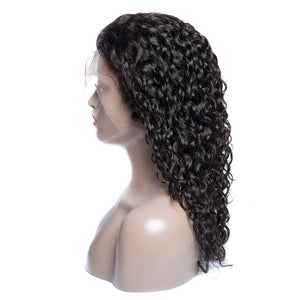 150 Density Natural Virgin Peruvian Water Wave Human Hair Lace Front Wigs For Black Women-side