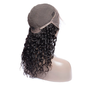 150 Density Natural Virgin Peruvian Water Wave Human Hair Lace Front Wigs For Black Women-cap