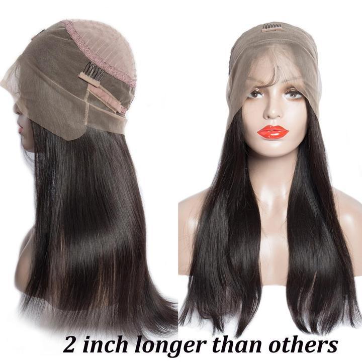 Virgo Hair 180 Density Raw Indian Straight 360 Lace Frontal Wigs 100 Real Remy Human Hair Lace Front Wigs For Sale-cap