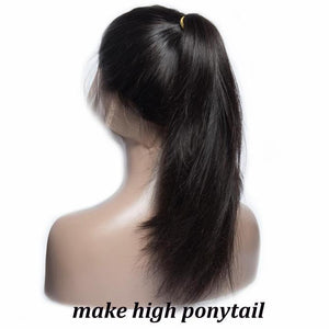 Virgo Hair 180 Density Raw Indian Straight 360 Lace Frontal Wigs 100 Real Remy Human Hair Lace Front Wigs For Sale-ponytail