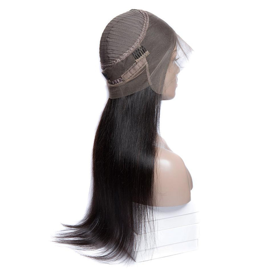 Virgo Hair 180 Density 360 Lace Frontal Wigs Peruvian Straight Virgin Human Hair Lace Front Wigs For Black Women-cap-side-show