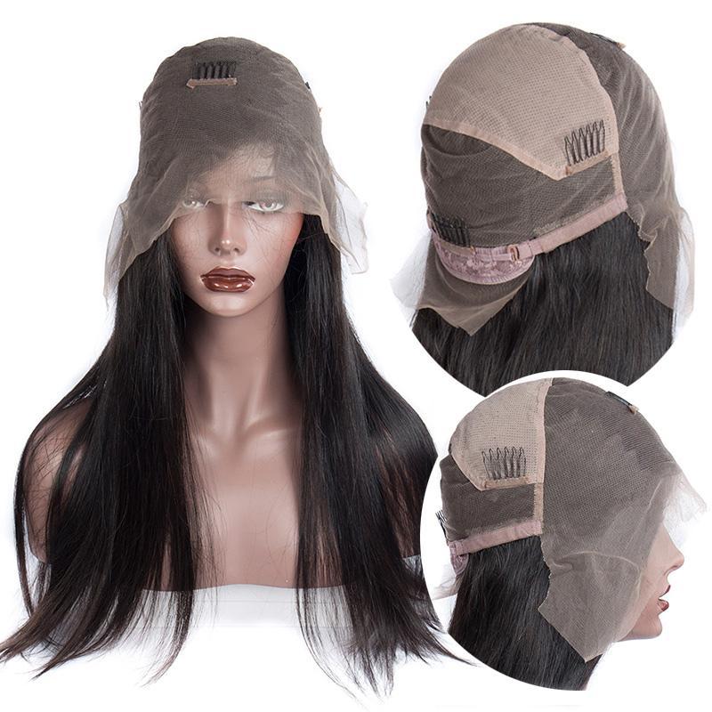 Virgo Hair 180 Density Glueless Full Lace Wigs With Baby Hair Peruvian Straight Virgin Human Hair Wigs For Black Women-cap