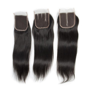 Volys virgo Indian Virgin Remy Straight Hair 4 Bundles With Lace Closure Free Shipping-lace closure