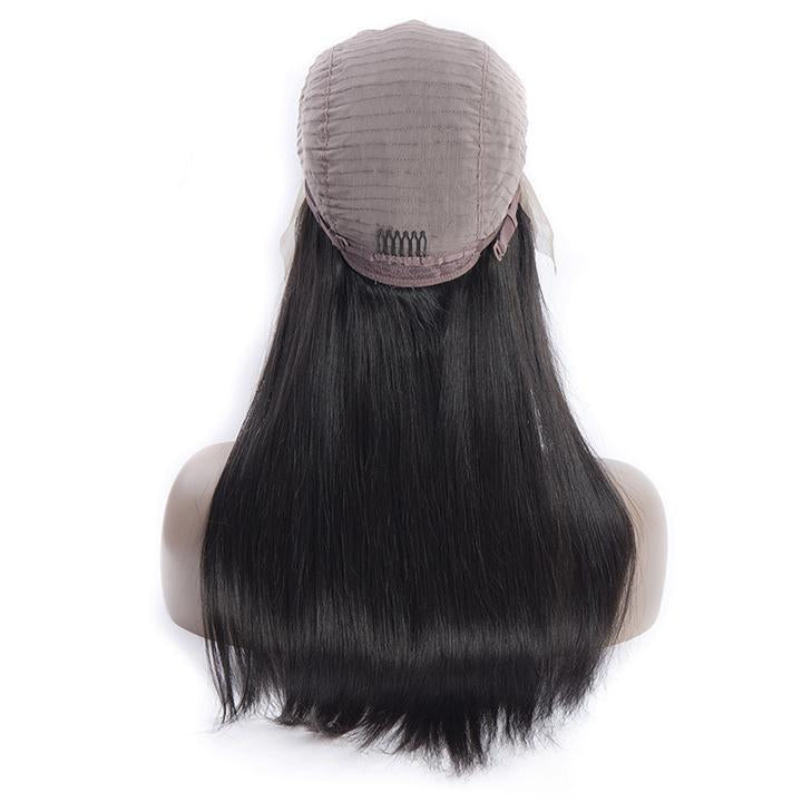 Virgo Hair 180 Density Pre Plucked Malaysian Straight Lace Front Wigs With Baby Hair Remy Human Hair Wigs For Black Women-back cap