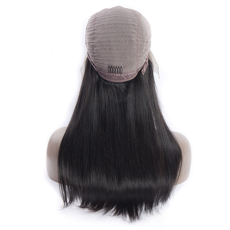 virgo hair 180 Density Glueless Brazilian Straight Lace Front Human Hair Wigs For Women Pre Plucked Remy Hair Half Lace Wigs cap back
