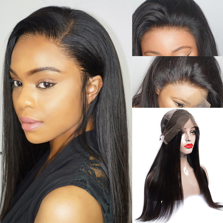 Virgo Hair 180 Density Pre Plucked Peruvian Straight Lace Front Wigs 100 Real Natural Remy Human Hair Wigs For Black Women-natural hairline