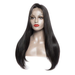 Virgo Hair 180 Density Indian Remy Human Hair Wigs For Women Pre Plucked Straight Half Lace Front Wigs With Baby Hair-front-show
