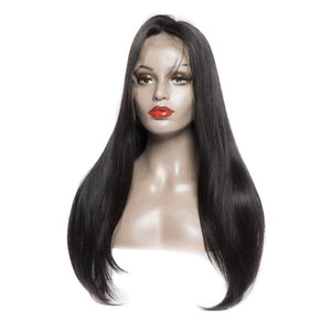 Virgo Hair 180 Density Pre Plucked Peruvian Straight Lace Front Wigs 100 Real Natural Remy Human Hair Wigs For Black Women-front
