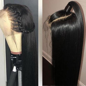 Virgo Hair 180 Density Pre Plucked Peruvian Straight Lace Front Wigs 100 Real Natural Remy Human Hair Wigs For Black Women-hairline show