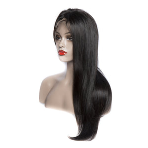 Virgo Hair 180 Density Pre Plucked Malaysian Straight Lace Front Wigs With Baby Hair Remy Human Hair Wigs For Black Women-half front