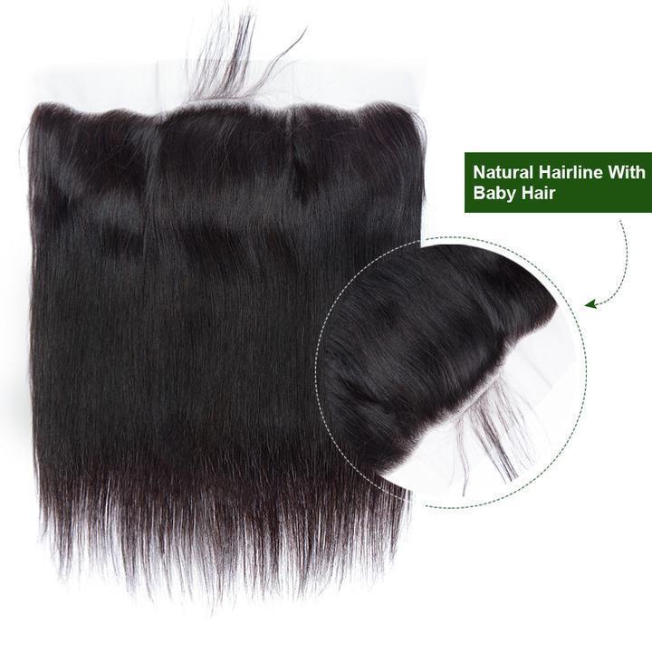 Peruvian Straight Hair Pre Plucked Lace Frontal Closure With Baby Hair Virgn Remy Human Hair Weave-baby hair show