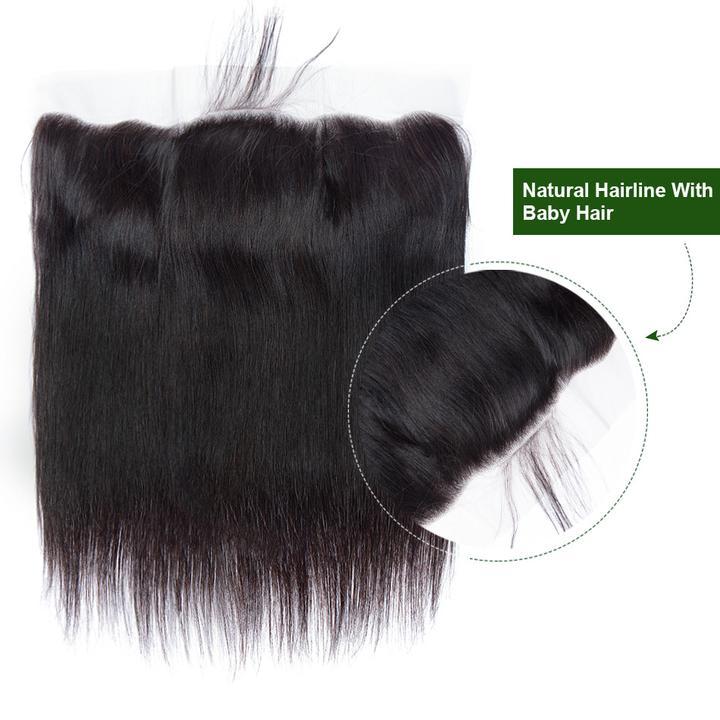 Volys Virgo Natural Brazilian Virgin Remy Straight Hair Extensions 4 Bundles With Frontal Closure-frontal