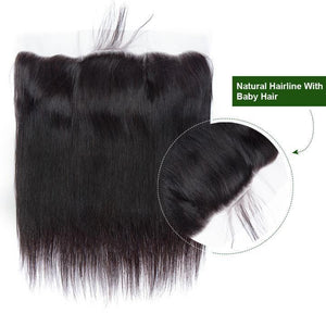 Indian Straight Lace Frontal Closure Piece Virgin Human Hair Pre Plucked Frontal With Baby Hair-frontal closure