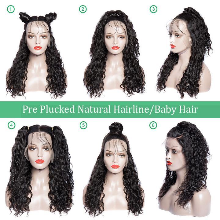180 Density Wet And Wavy Peruvian Human Hair Water Wave Lace Front Wigs With Baby Hair For Sale customer show