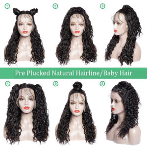 150 Density Natural Virgin Peruvian Water Wave Human Hair Lace Front Wigs For Black Women-hair styles