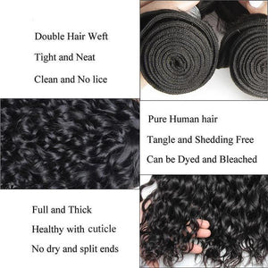 Wet And Wavy Virgin Brazilian Hair 3 Bundles Water Wave With Lace Closure 100 Human Hair Weave