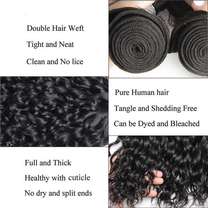 Volys Virgo 4 Bundles Peruvian Water Wave Virgin Hair With 4x4 Lace Closure Human Hair Extensions-bundles detail