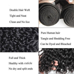 4 Pcs Malaysian Water Wave Virgin Hair Bundles With Ear To Ear Lace Frontal Closure-hair details
