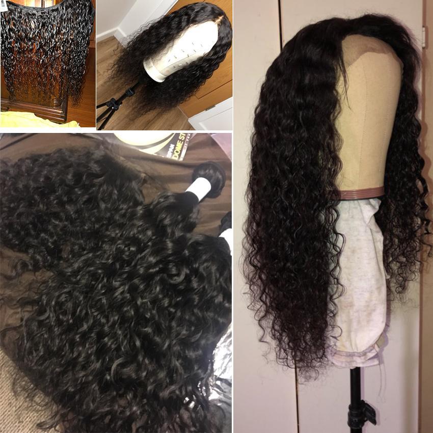 Unprocessed Virgin Peruvian Water Wave Human Hair 3 Bundles With 4x4 Lace Closure