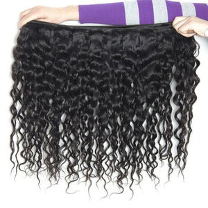 Volys Virgo Hair Malaysian Water Wave Virgin Human Hair Weave 3 Bundles With Ear To Ear Lace Frontal Closure-hair weft